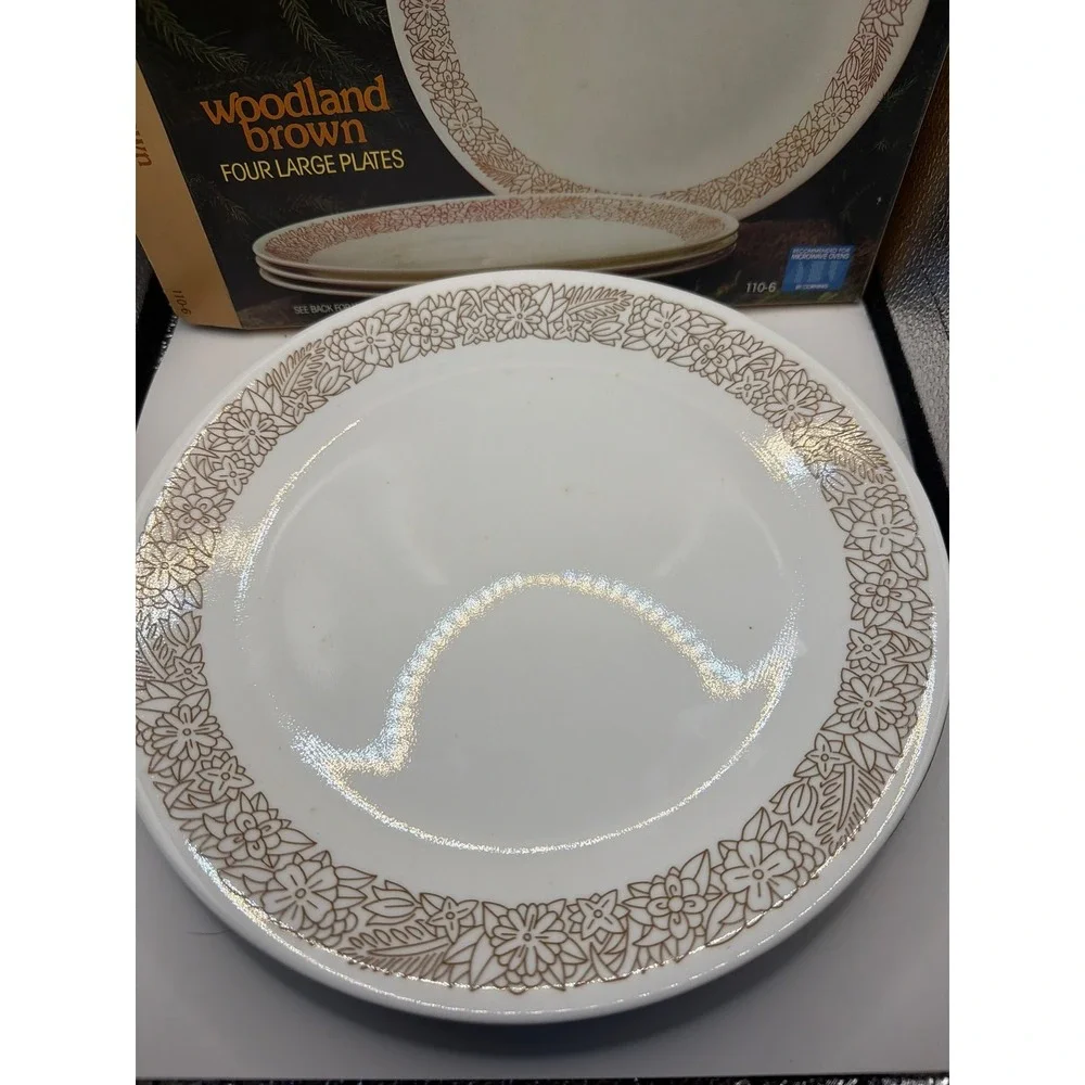 4  Vintage MCM Corelle Woodland Brown 10 1/4